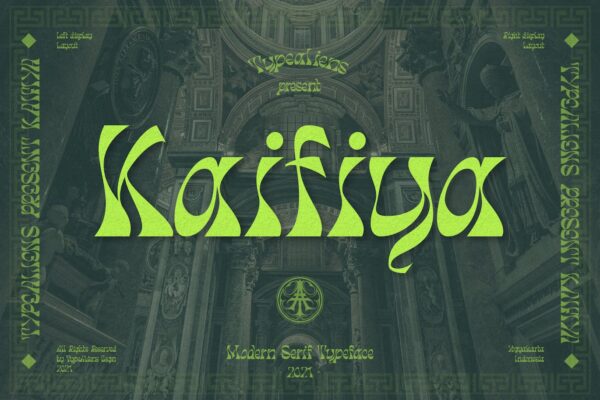 超流逆反差酸性品牌Logo海报杂志标题设计衬线英文字体素材 Kaifiya Font