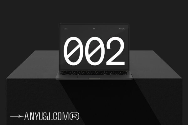 现代极简黑化风笔记本电脑UI屏幕界面网页海报设计展示PSD样机Laptop by 099-第6119期-
