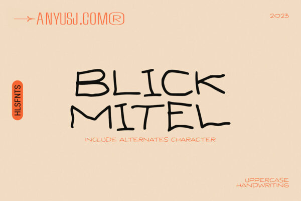 自然真实笔迹墨迹手写pop涂鸦艺术英文logo装饰字体Blickmitel Handwritten Font-第6185期-