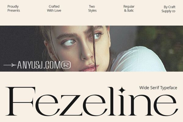 现代优雅极简艺术海报杂志标题排版衬线英文字体Fezeline – Elegant Serif-第6128期-