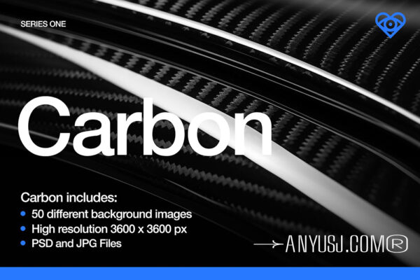 50款高清暗黑系炭黑色科技蜂窝网格面料金属流体反光光泽背景肌理图片套装50 Black & White Carbon Textures