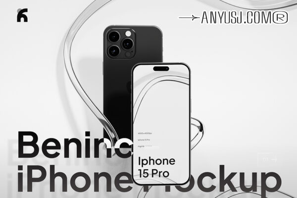 3款透明玻璃艺术IPhone 15手机屏幕UI界面壁纸设计展示PSD样机Beninc – iPhone 15 Pro Minimalist Mockup