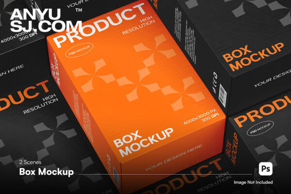 2款极简产品包装盒纸盒外观设计展示PSD样机Box Packaging Mockup