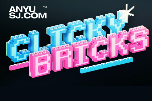 复古3D趣味Y2K塑料积木玩具像素游戏AE标题动画模板Clicky Bricks Assets & Type-第6192期-