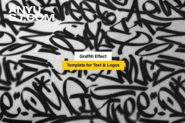 复古街头墙面喷漆涂鸦文本徽标logo特效PSD样机Graffiti Text & Logos Effect