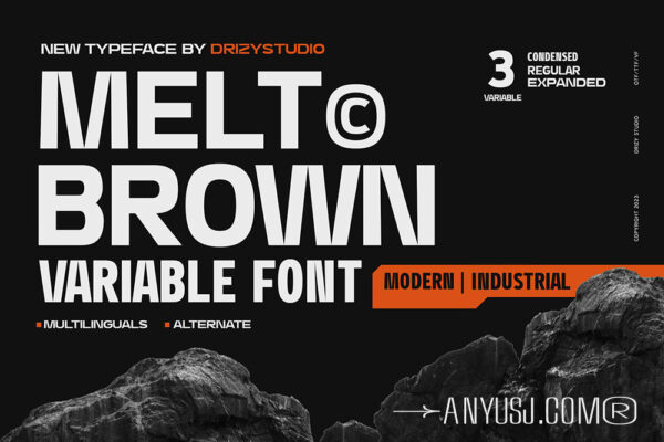 极简干净的现代工业运动几何无衬线英文字体Meltbrown – Modern Industrial Font