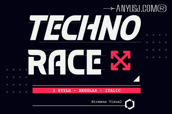 现代赛博科技未来运动风无衬线英文字体Techno Race – Sport Font