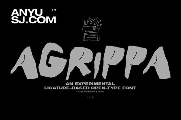 1款复古趣味实验性手写涂鸦笨拙装饰西文字体AGRIPPA font-第6290期-