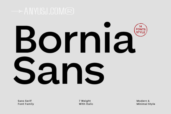 14款现代极简几何无衬线品牌排版标题英文字体家族Bornia Sans Modern Minimal-第6243期-