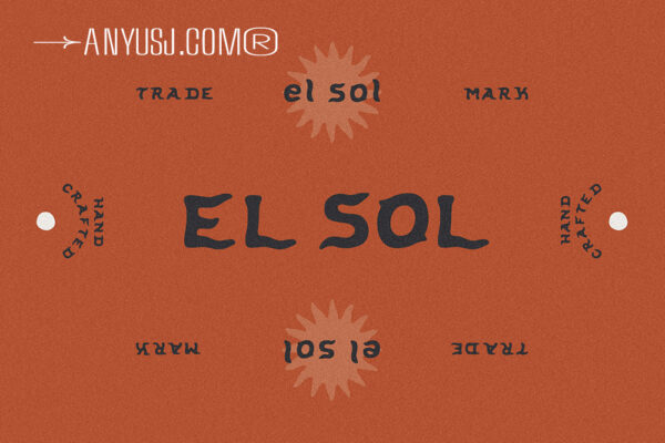 1款复古神秘实验性手写涂鸦笨拙装饰西文字体El Sol-第6290期-