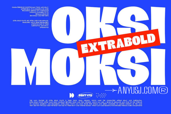 1款现代趣味超粗体逆反差海报排版标题无衬线西文字体Oksi Moksi – Extra Bold Font-第6290期-