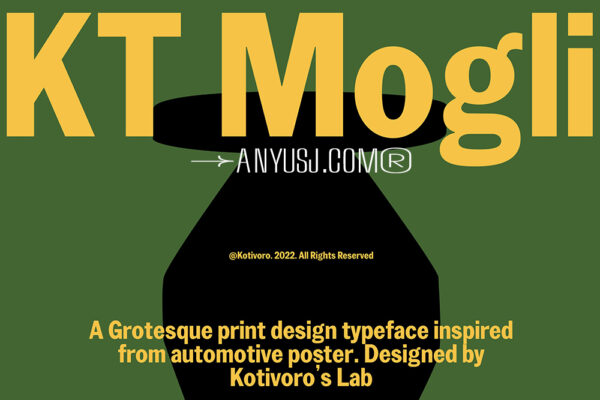 1款现代极简怪诞人文主义汽车海报无衬线品牌排版标题英文字体KT Mogli – Dynamic Sans Serif-第6243期-