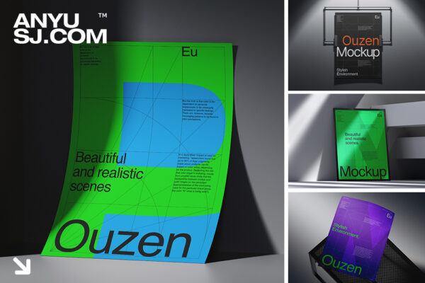 16款精致质感光影海报传单广告相框画框作品集设计展示PSD样机套装Ouzen, Frame Mockups-第6285期-