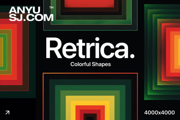 30款复古美学高对比梯度颜色渐变抽象艺术几何背景PNG图形壁纸图片设计套装Retrica – Colorful Shapes-第6347期-