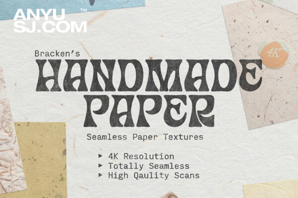 76款自然手工宣纸麻纸无缝拼接艺术高清文艺纸纹肌理背景图片设计套装Seamless Paper – Handmade-第6231期-