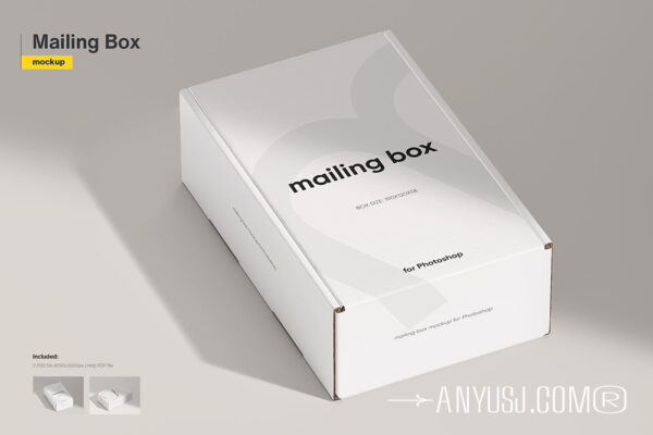 2款现代极简飞机盒纸盒快递盒包装盒礼品盒PSD样机Small Mailing Box Mockup