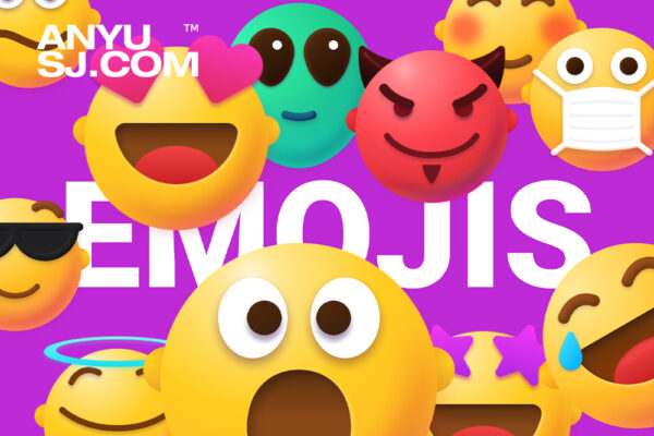 64款3D趣味卡通现代表情包emoji符号图标icon插画SVG矢量套装Vivid Emojis Icons Pack-第6264期-