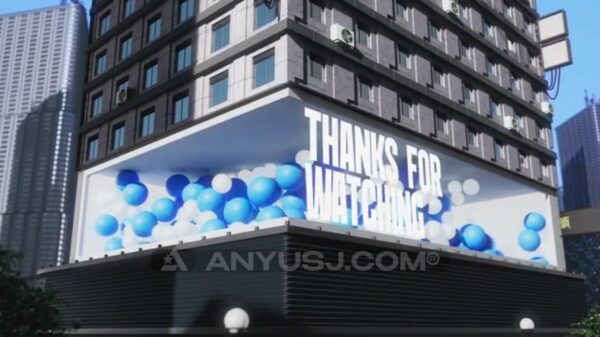 4款3D城市建筑商场立体电子大屏超现实动态海报广告AE样机模板Unreal Buildings-第6357期-