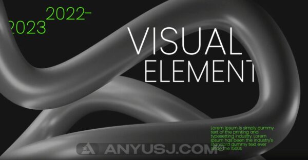 9款现代动态抽象3D元素视频标题排版开场结尾PR模板3D Typography-第6420期-