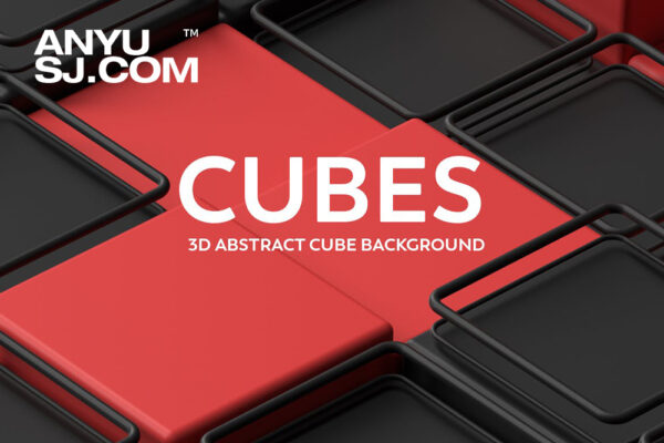6款3D渲染几何抽象立方体网格背景肌理图片壁纸设计3D Abstract Cube Backgrounds