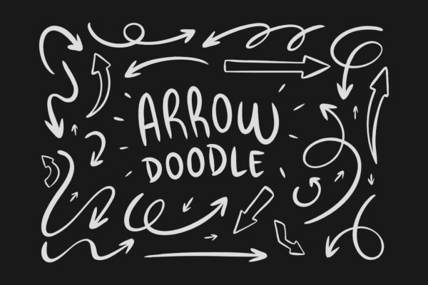 矢量手绘箭头标记涂鸦艺术AI矢量PNG免扣图形Arrow Doodle Collection