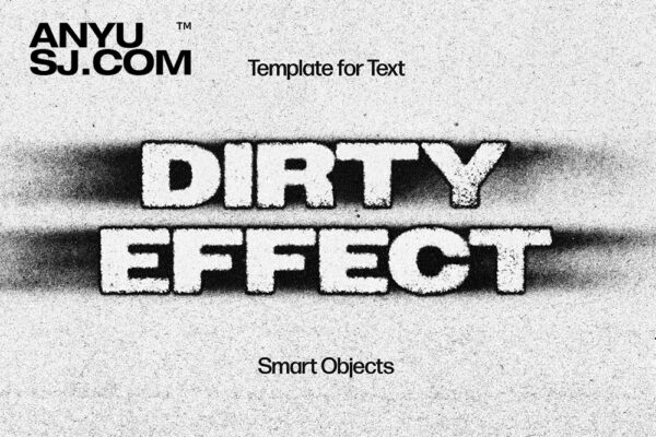 复古粗糙磨损颗粒噪点文本标题特效PSD样机Dirty Text Effect