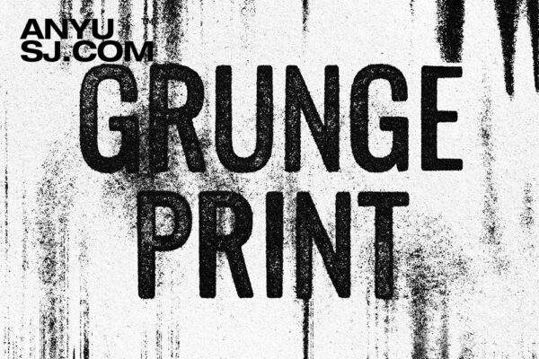 复古故障斑驳印刷打印文本标题logo徽标特效叠加样机Grunge Print Text Effect