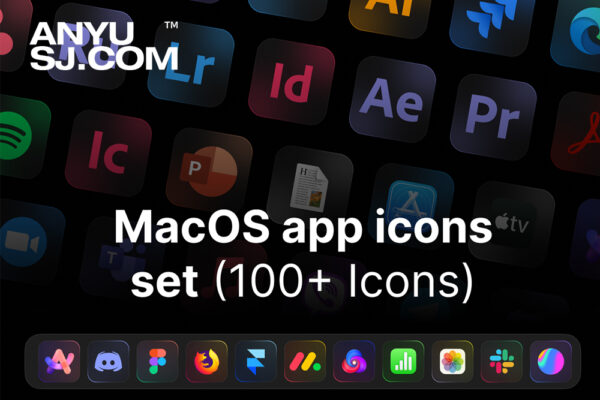 100+现代极简多功能 MacOS 应用程序icon图标矢量插画PNG免扣设计套装MacOS app icons set-第6456期-