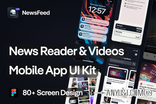 现代极简新闻消息应用程序APP界面UI设计套件News App UI KIT
