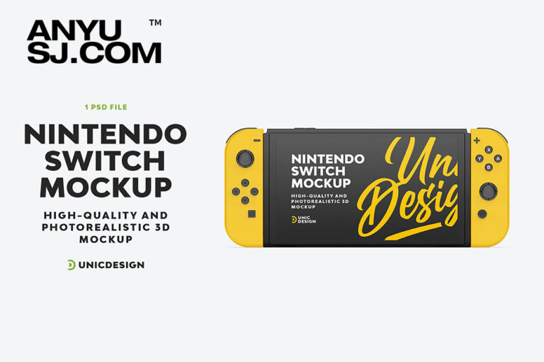 极简现代任天堂 Switch 游戏机屏幕UI界面设计展示PSD样机Nintendo Switch Mockup - 安鱼设计资源丨优质平面设计