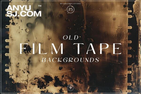 15款复古烧伤烟熏划痕做旧污迹电影胶卷背景图片肌理纹理设计套装Old Film Tape Backgounds
