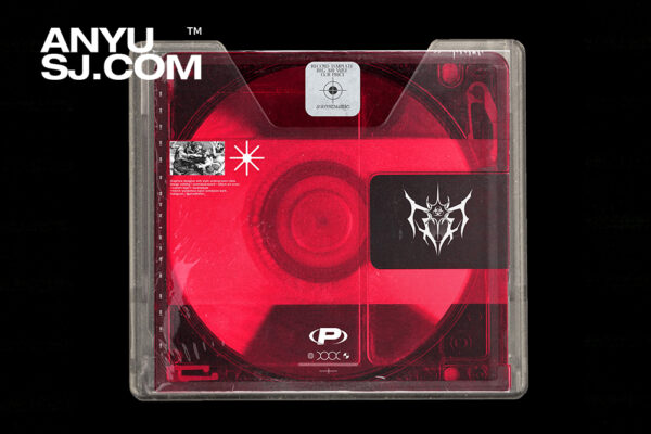 复古迷你光盘CD唱片专辑透明塑料盒贴纸PSD包装样机PVROAD MINI DISC