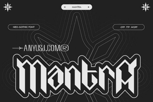 新哥特式创意Y2K抽象排版标题装饰西文字体Studio Innate – Mantra-第6427期-