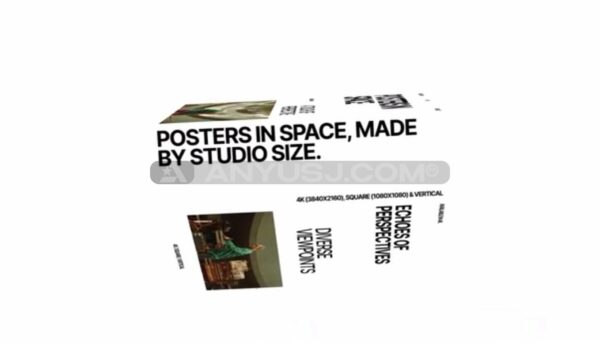 6款3D立体空间动态视频海报排版片头片尾AE模板套装Posters In Space The Sequel-第6503期-
