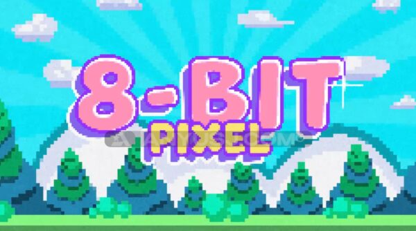 复古趣味8位像素游戏风卡通动画视频标题AE/PR模板Pixel 8-bit Title-第6632期-