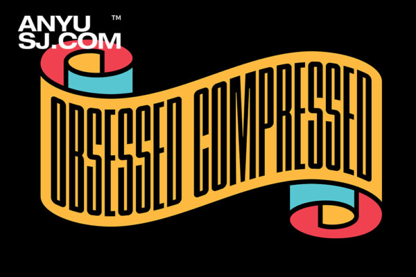 极简现代浓缩海报标题排版无衬线英文字体Obsessed Compressed Font-第6741期-