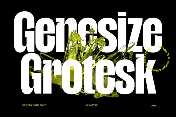 现代极简逆反差格罗斯特无衬线海报排版标题西文字体Genesize Grotesk-第6681期-