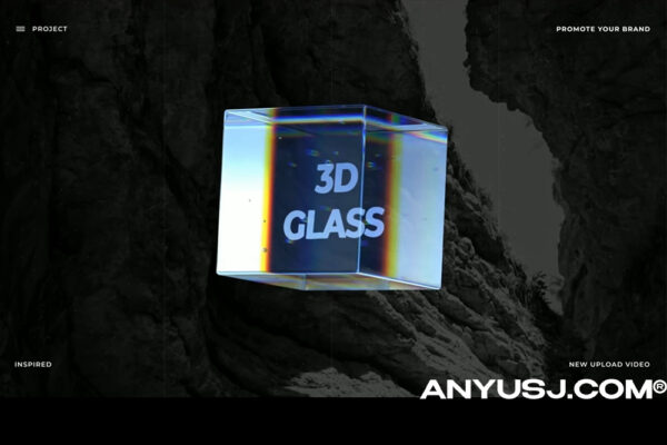 3款3D立方体透明玻璃折射动态logo徽标开场结尾AE视频模板3D Glass Logo-第6901期-