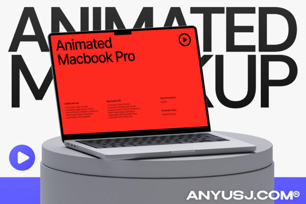 现代极简动态MacBook笔记本电脑UI设计APP页面展示AE样机Animated Macbook Pro Mockup-第6787期-