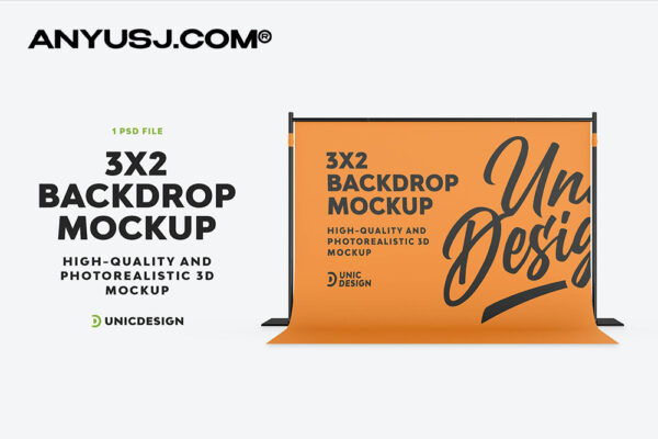 极简展览活动背景板摄影背景布展架海报广告横幅设计展示效果图PSD样机Backdrop Mockup