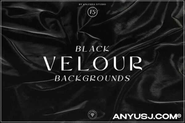 15款高档高清黑色丝绒面料布料背景肌理纹理图片设计套装Black Velour Backgrounds