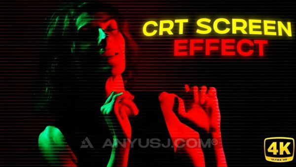 复古CRT监视器液晶屏幕故障扭曲AE视频特效模板CRT Screen Effect-第6928期-