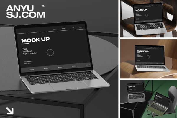 10款现代极简办公室桌椅MacBook笔记本电脑UI界面屏幕设计展示PSD样机Digital Dekstop Laptop Mockups-第6721期-