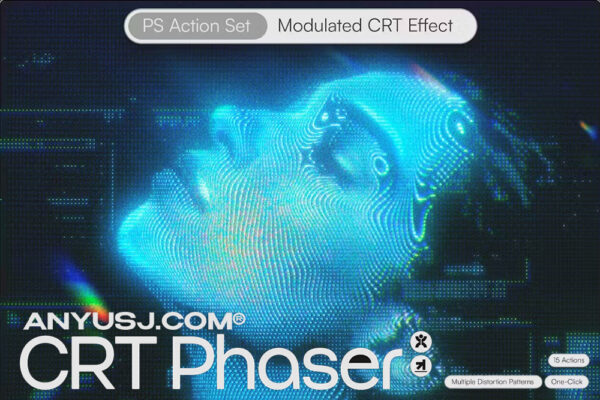 15款复古赛博科幻未来派CRT像素屏幕线性波形霓虹灯PS特效动作插件套装【含中文视频教程】CRT Phaser-Doron Studios-第6864期-