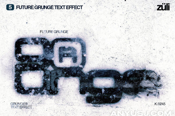 未来废土艺术磨损污迹复古晕染街头文本标题logo特效PSD样机套装Futuristic Grunge Text Effect-第6836期-