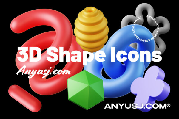 122款3D抽象几何艺术图标icon图形插画形状PNG免扣设计元素套装Iconly Pro, 3D Shape icons-第6796期-