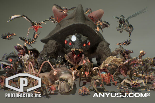 30款Unity未来科幻外星生物异形Boss怪兽怪物3D模型设计套装MONSTER FULL PACK VOL 1-第6910期-