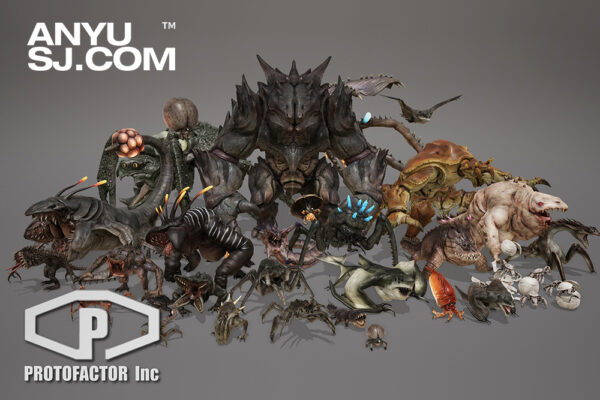 30款Unity科幻游戏未来3D怪物爬行飞行外星生物异形Boss怪兽模型设计套装MONSTER FULL PACK VOL 2-第6925期-