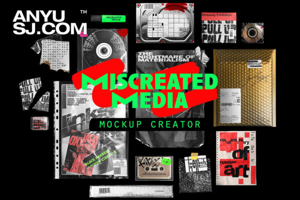 潮流透明薄膜塑料破损褶皱包装效果样机Miscreated Media Mockup Creator【第103期】