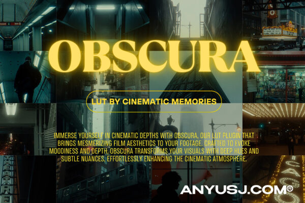 3款复古迷人电影大片色彩分级深邃色调视频摄影luts预设套装OBSCURA – Cinematic Memories – SLOG-第6802期-